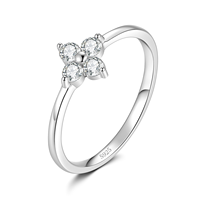 Bague trèfle à quatre feuilles en argent sterling 925 avec moissanite, ajustable et porte-bonheur