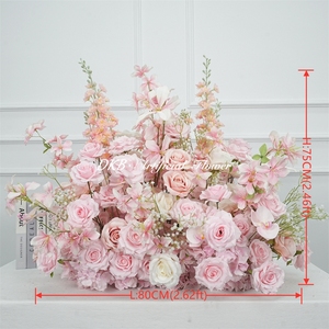 Custom Modern <b>Artificial</b> Silk Aisle Runner for Church Wedding Christmas & Mother's Day-High Simulation Flowers Customizable Size - Product Image 2