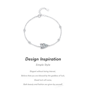 Pulsera de Plata S925 para Mujer con Diamantes, Corte Esmeralda, Forma de Corazón, Engaste de Garra, Cadena Clásica para Uso Diario - Product Image 6