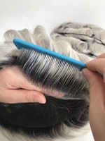 Toupets pour hommes en cheveux humains vierges à cuticules droites, couleur blond cendré argenté personnalisé, base en PU à peau fine de 0,06 mm et 0,08 mm