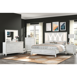Comodino Moderno a 2 Cassetti in Legno Bianco con Cassetti Portaoggetti, Arredamento per Camera da Letto - Product Image 6
