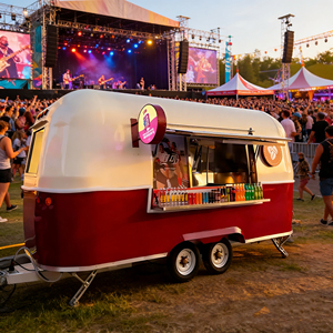 รถเข็นขายของเคลื่อนที่สแตนเลสสีแดงและสีขาว 4 ล้อ สำหรับขายไอศกรีมและเครื่องดื่มในเขตศูนย์กลางเมือง - Product Image 5