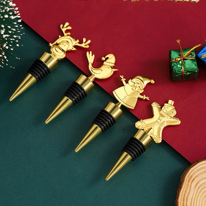 Christmas <b>Wine</b> Stopper Set Metal Santa Claus Reindeer Bird Gingerbread Man Bottle Seal Christmas Gift Decor - Product Image 1