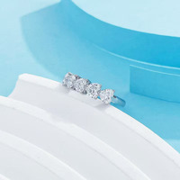 Anello da donna in platino Pt950 con diamante a taglio a cuore e pavé, stile lusso leggero, con diamante da laboratorio, a gambo dritto