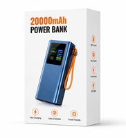 Batterie externe 20000 mAh 100W pour téléphones, montres connectées et ordinateurs portables avec câble rétractable
