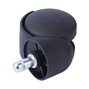 Roulettes pivotantes doubles réglables noires de 55 mm, support en acier avec coupelle de 45 mm en nylon PA, charge de 40 kg pour chaise de bureau et mobilier - Product Image 2