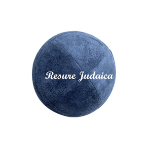 Resure Wildleder Kippah Hut Muslim Yamulka Benutzer definiertes Logo Wildleder Kippot Jüdische Kippah <span class=keywords><strong>Cap</strong></span> Denim Judaica Israel Kipot - Product Image 5