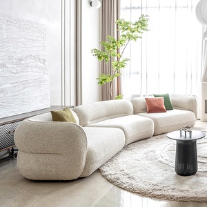 קרם מינימליסטי נרדי קטיפה בד קטיפה ספה מעוגלת צמר כבש ספה סט ספה סלון פינת ספה ריהוט - Product Image 3