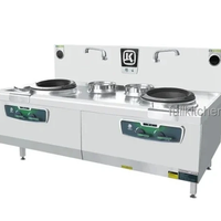 Peralatan Dapur Stainless Steel Wok Cina 2 Tungku untuk Kompor Gas Komersial Wok Gas Cina