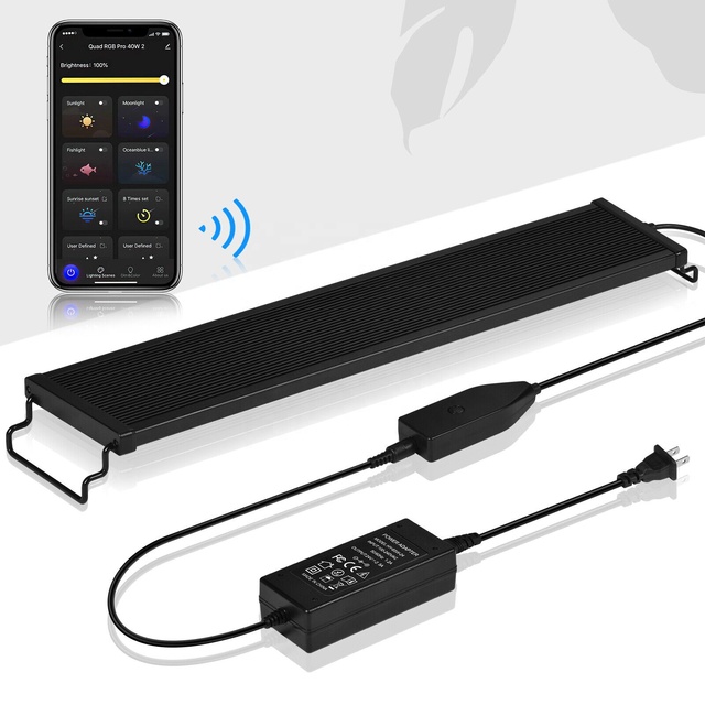 35w 2300lm Programmable Full Spectrum Aquarium Fish Tank Light Smart APP Control Brightness Adjustable RGB LED Lamp