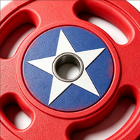 Plaques de musculation Captain America à motif étoile, revêtement PU/uréthane, noyau en fonte, acier durable et antidérapant