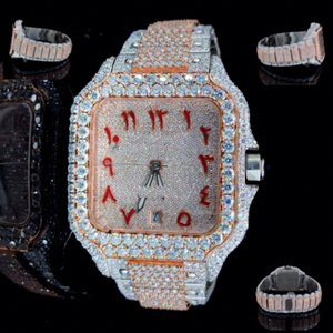 Montre-bracelet pour homme élégante en acier inoxydable avec cadran carré en verre et diamants Moissanite, design de luxe, résistance à l'eau 10 bars - Product Image 1