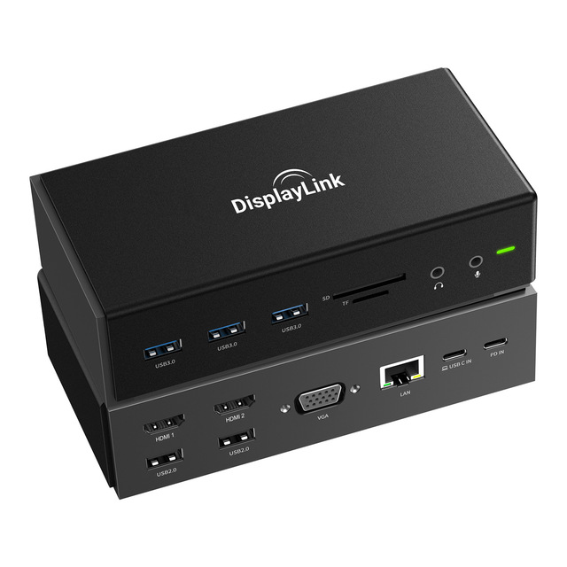 Type-C Docking Station DisplayLink Multi-Display Extender USB Hub Independent Video Output High-Definition for Mirroring 100W