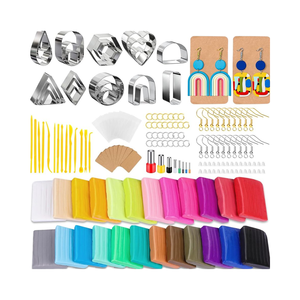 Snoghmil, 32 Uds., <span class=keywords><strong>cortadores</strong></span> de <span class=keywords><strong>arcilla</strong></span> polimérica, 24 Uds., <span class=keywords><strong>arcilla</strong></span> para hornear al horno, 30 juegos de anillos y ganchos para pendientes, Kit de fabricación de joyas, plastilina para adolescentes - Product Image 1