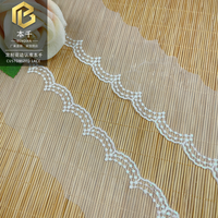 LEIXUSI Bordure en dentelle brodée irisée blanche de 5,5 cm, bordure festonnée en fil multicolore, accessoires haut de gamme pour tenues formelles