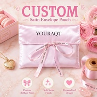 Pochette à bijoux en satin rose personnalisée, sac cadeau avec ruban personnalisé, emballage luxueux et doux pour collier et boucles d'oreilles