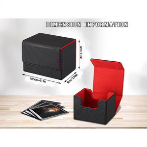 Caja de cubierta de fábrica 100 + Almacenamiento de bloqueo magnético transversal de cuero PU para comerciar jugando para UG para Magic Yugioh - Product Image 4