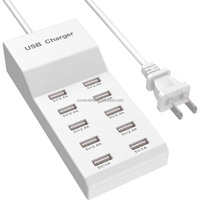 Chargeur USB 10 ports multi-ports charge rapide intelligente 5V 2.4A chargeur de téléphone universel multiprise pour ordinateur portable caméra