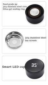 ขวดน้ำอัจฉริยะแบบใหม่ขายส่ง พร้อมไฟ LED แสดงอุณหภูมิ แก้วเก็บความร้อนทันสมัย สำหรับกาแฟและชา - Product Image 2