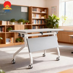Mesa de entrenamiento plegable Hongsheng con silla combinada 1606, mesa de conferencias móvil y apilable para sala de capacitación escolar - Product Image 2
