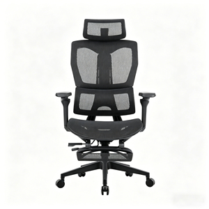 Silla de Oficina Ergonómica Negra de Malla con Respaldo Alto y Reposapiés, Reposabrazos Ajustables, Base Giratoria de <span class=keywords><strong>Aluminio</strong></span>, Silla de Escritorio para Jefes - Product Image 6