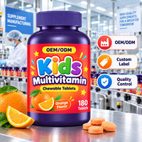 Comprimés à croquer multivitaminés pour enfants OEM ODM, saveur orange, supplément nutritionnel quotidien, marque privée, vente en gros, usine