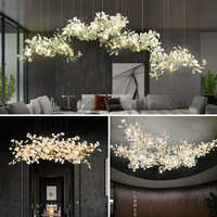 Lustre personnalisé en céramique post-moderne nordique, pétales de feuilles de Ginkgo, luxe, escalier, hôtel, grand lustre