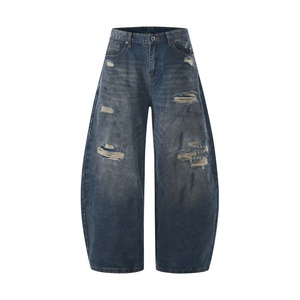 <span class=keywords><strong>Pantaloni</strong></span> minimalisti di temperamento artistico larghi e comodi vestiti <span class=keywords><strong>bianchi</strong></span> strappati Patch Blue Jeans curvo <span class=keywords><strong>pantaloni</strong></span> a coltello - Product Image 1