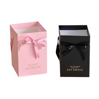 Sac cadeau de luxe carré en carton recyclable, boîte à fleurs étanche pour l'emballage de bouquets du Festival Qixi, arrangements floraux DIY