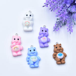 Nouveau Style Kawaii arc-en-ciel souriant ours poupée résine artisanat résine pour bricolage accessoires décoratifs bijoux ongles - Product Image 1