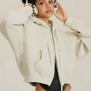 Sudadera con Capucha Corta con Cremallera Completa y Logotipo Bordado Personalizado para Mujer, Chaqueta Deportiva de Manga Larga para Gimnasio - Product Image 2