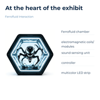 Exposition scientifique interactive sur l'interaction des ferrofluides hexagonaux, présentation éducative STEM pour les écoles et les musées scientifiques