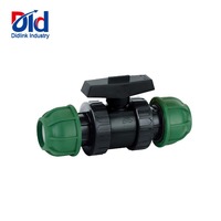Vanne à boisseau sphérique manuelle DIDLINK en plastique PP PVC pour tuyau d'eau, raccord à compression PN16, 1/2"-4", température normale