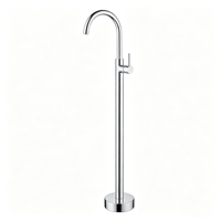 Robinet de douche sur pied en laiton noir mat, avec jet pluie, monocommande, design minimaliste pour salle de bain