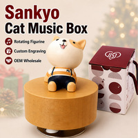 Carrousel musical en bois rotatif avec animaux, mouvement Sankyo, 18 secondes de musique, gravure personnalisée, cadeau souvenir pour Noël