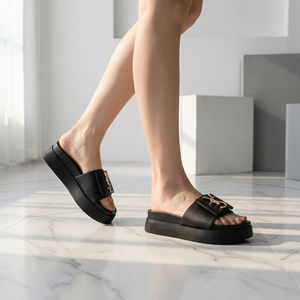 Chaussures pour femmes en cuir véritable souple, antidérapantes, pour l'extérieur, style urbain tendance, dessus en cuir de vachette (4,5 cm), printemps-automne - Product Image 2