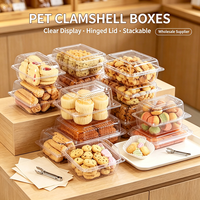 Boîtes à pâtisserie transparentes en PET de qualité alimentaire, multi-tailles, empilables, pour biscuits, muffins, desserts, emballage en coquille, commande en gros OEM