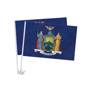 Drapeau de fenêtre de voiture personnalisé New York 12x18 pouces, double face, en polyester, avec poteau à clip pour événements sportifs - Product Image 1