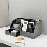 Accessoires de bureau en cuir PU LG-8077 boîte de rangement de bureau de Style européen stylo porte-crayon Pots papeterie boîte de rangement utilisation d'outils