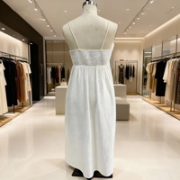 Robe d'été en coton à col en V et taille haute personnalisée, robe moulante sexy sans manches, robe mi-longue à volants sexy pour femmes