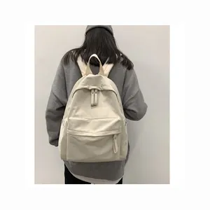 Sac à dos blanc minimaliste en coton pour hommes, Style japonais, grande capacité, pour écoliers, filles et garçons, vente en gros