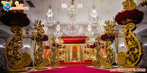 เสา FRP สำหรับงานแต่งงาน ตกแต่งทางเดิน เสาสีทอง กระถางดอกไม้ เสาทางเข้าและทางเดินงานแต่งงานแบบอินเดีย ปรับแต่งขนาดได้ - Product Image 3