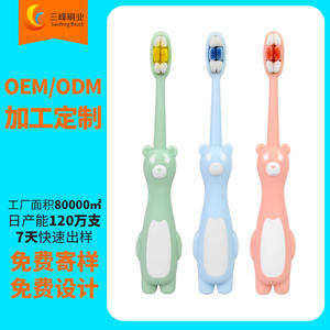 Brosse à dents en forme d'ours pour enfants, poils doux en nylon, pour usage domestique, couleur personnalisable disponible - Product Image 3