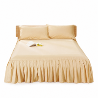 Jupe de lit plissée en tissu brossé, cache-sommier à volants pour la décoration de chambre à coucher et de chambre d'hôtel