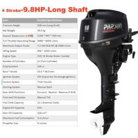 Motor Tempel YAHATSU 9.8HP 2 Tak, Poros Pendek, Bensin, Starter Manual untuk Perahu Nelayan, Suku Cadang TOHATSU