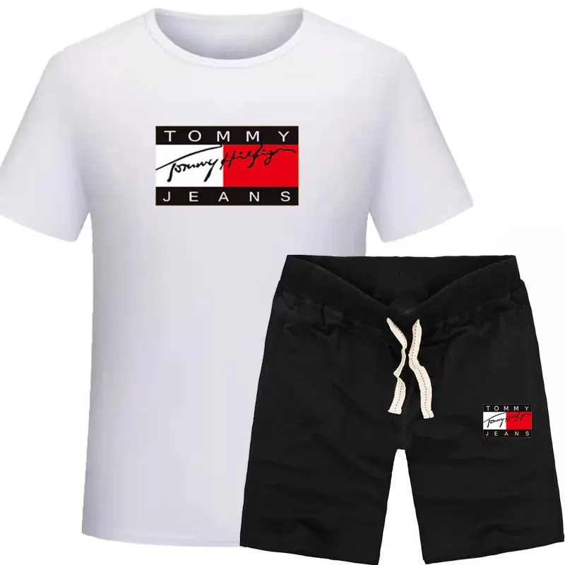 custom logo streetwear t shirts clothing men fashion luxury brand t shirts for 2023 Shorts suit