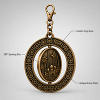 Porte-clés personnalisé en laiton tourné, pendentif métallique vintage en bronze antique avec relief 3D, souvenir de style arabe