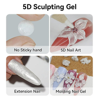 BORN PRETTY Gel de modelage 3D haute brillance 5ml, non collant, blanc nacré, gel de sculpture 5D pour la sculpture florale en relief pour le nail art