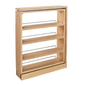Multi-Use Wooden Pull-Out Kitchen Cabinet Base Filler Spice Rack Holder Shelves Storage Organization