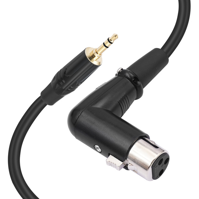 HITEC HTP13153 3.5mm Male to Male XLR Right Angle Microphone Cable with Bare Copper Conductor PVC Jacket 0.3m